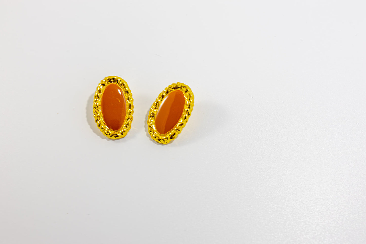 Oval Gold and Brown Stud Earrings