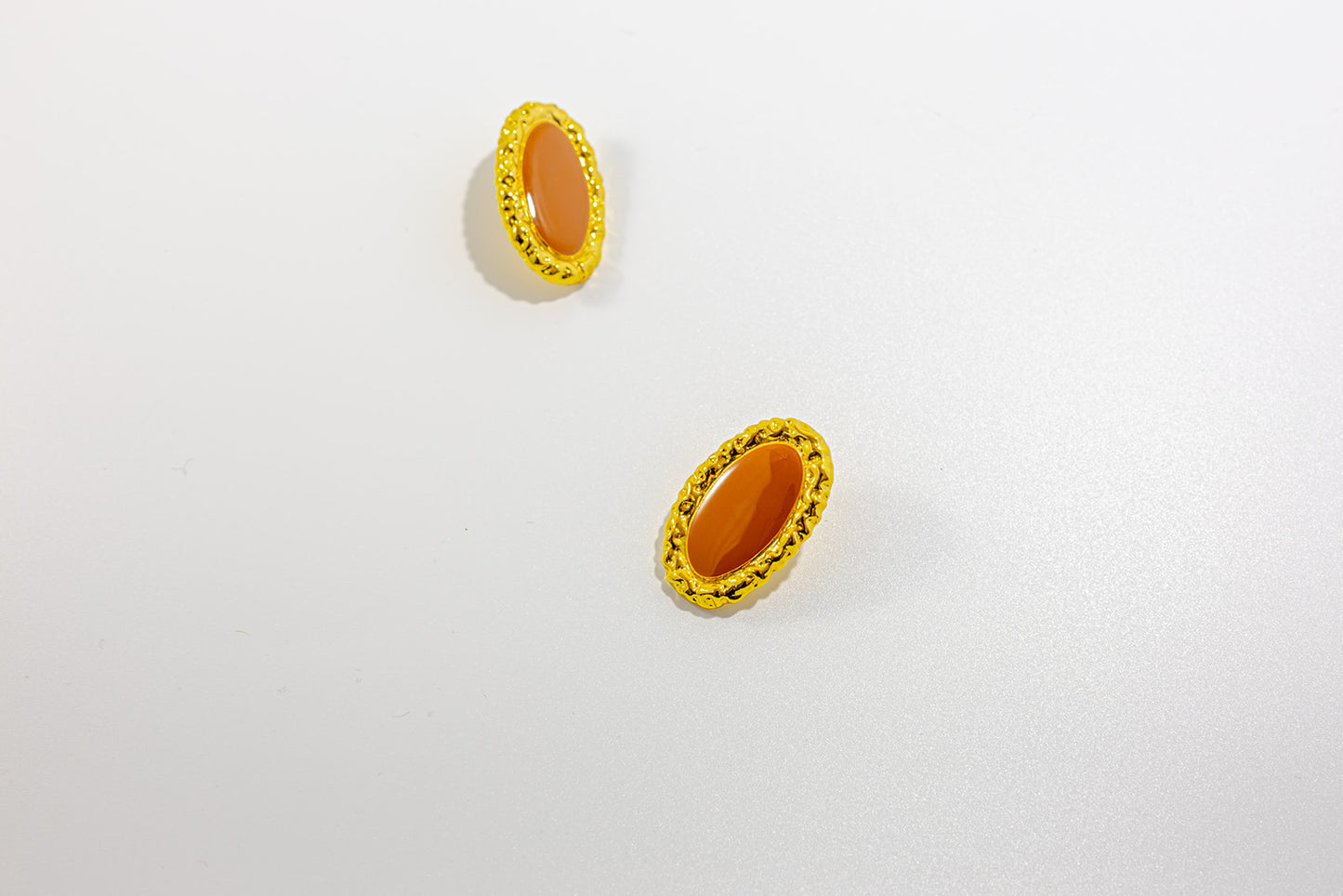 Oval Gold and Brown Stud Earrings