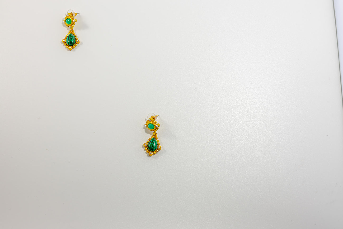Gold and Green Gemstone Earring