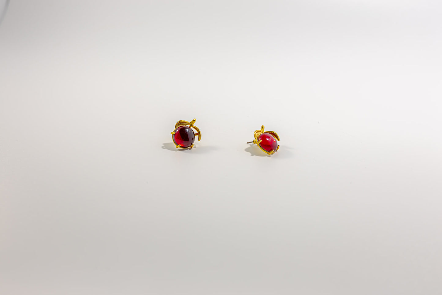 Round Red Earring with Gold