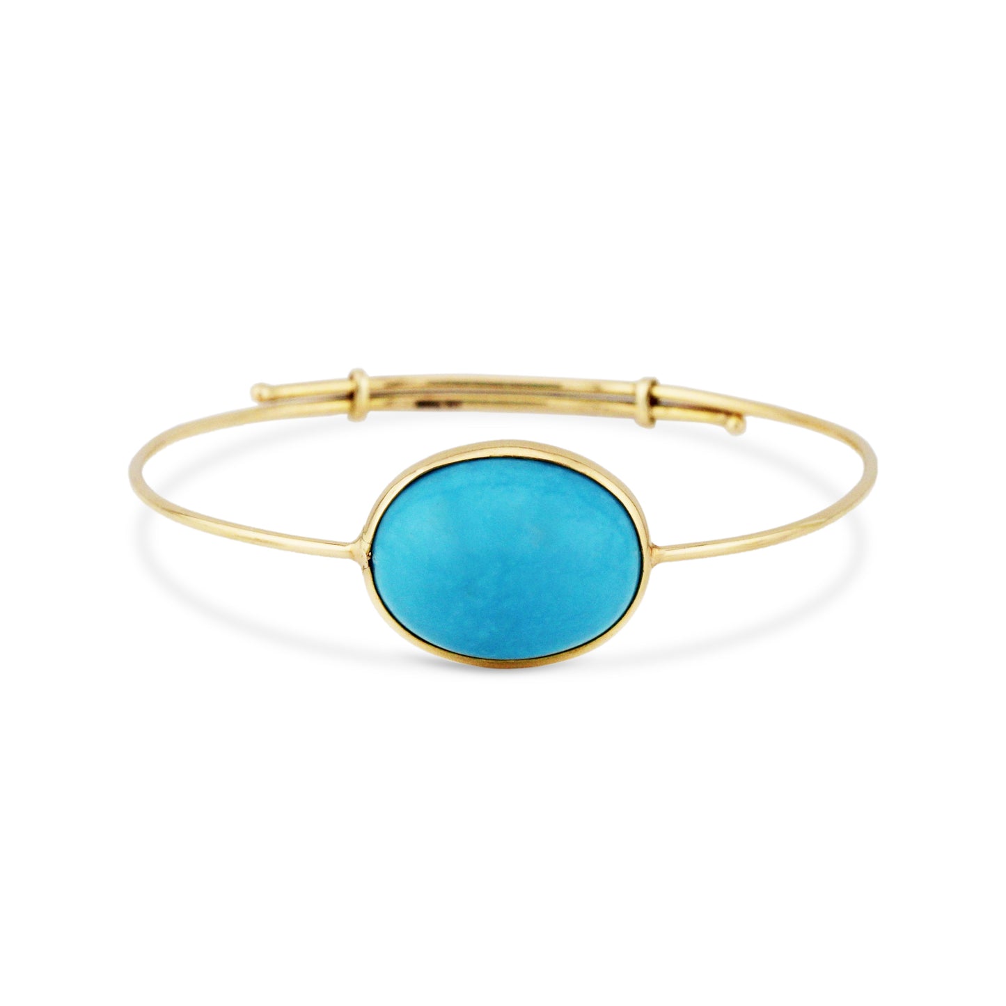 Turquoise Oval Bangle In 18K Yellow Gold - AiJi World