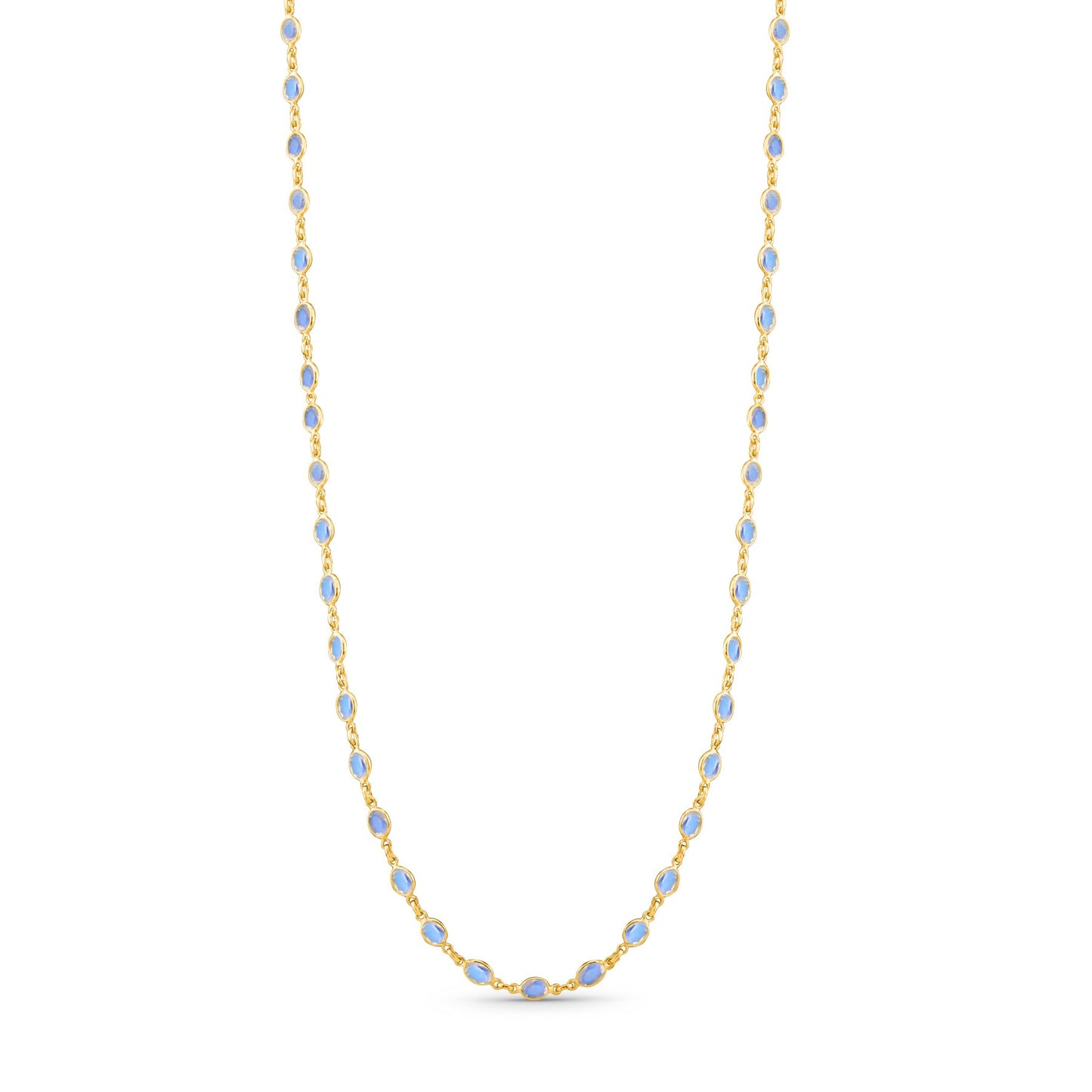 Rainbow Moonstone Oval Necklace In 18K Yellow Gold - AiJi World
