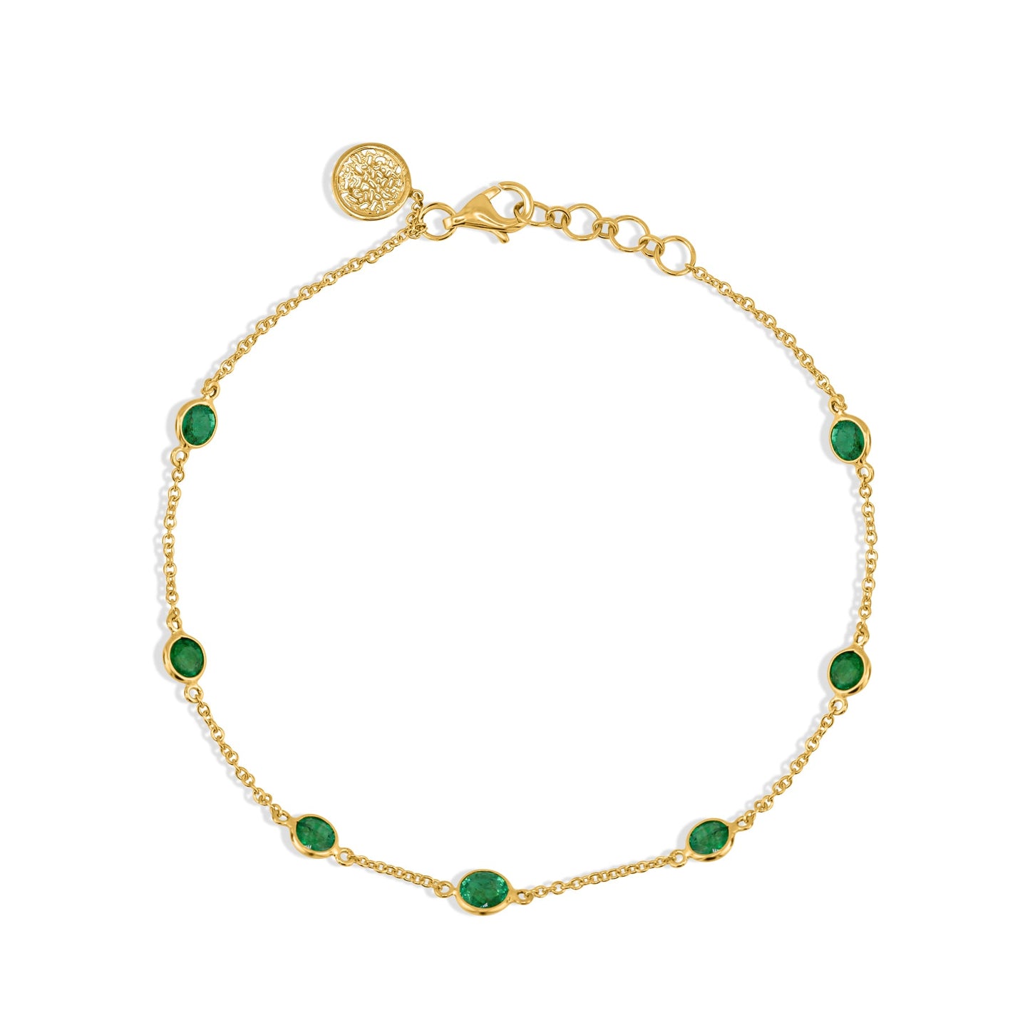 Emerald Round Bracelet In 18K Yellow Gold - AiJi World