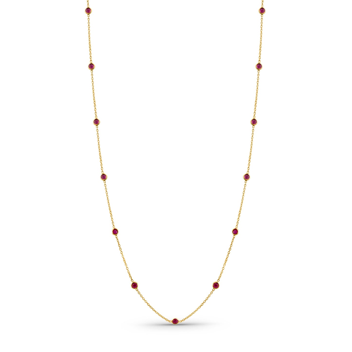 Ruby Round In 18K Yellow Gold Necklace - AiJi World
