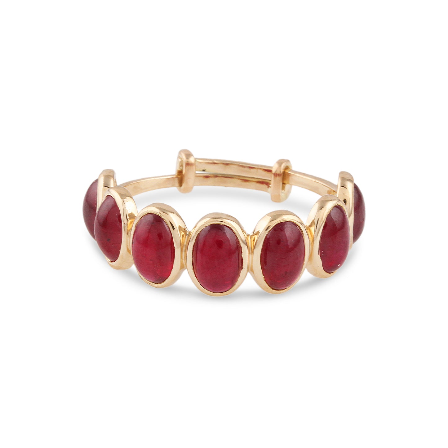 Gemstone Oval Ring In 18K Yellow Gold - AiJi World