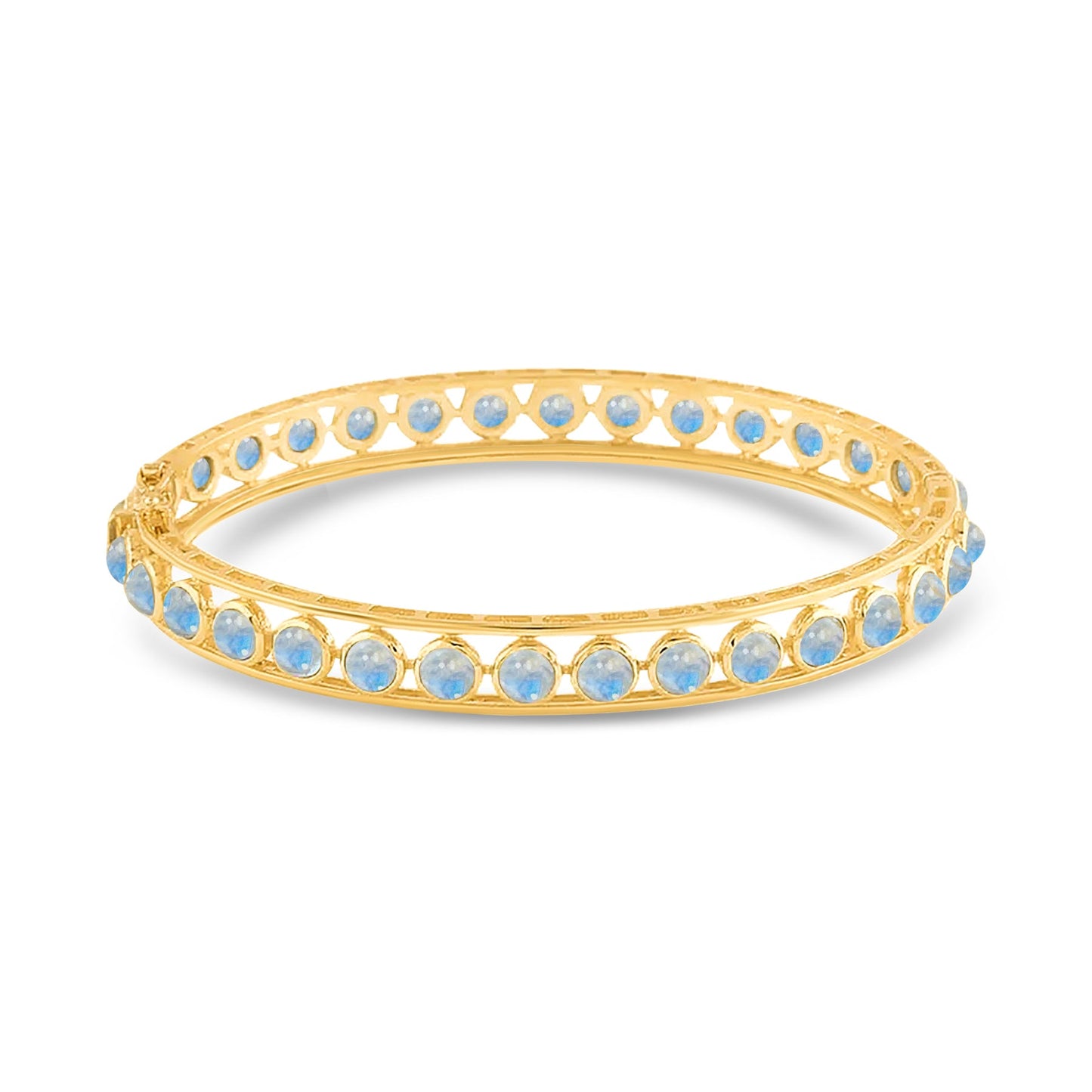 Gemstone Round Bangle In 18K Yellow Gold - AiJi World