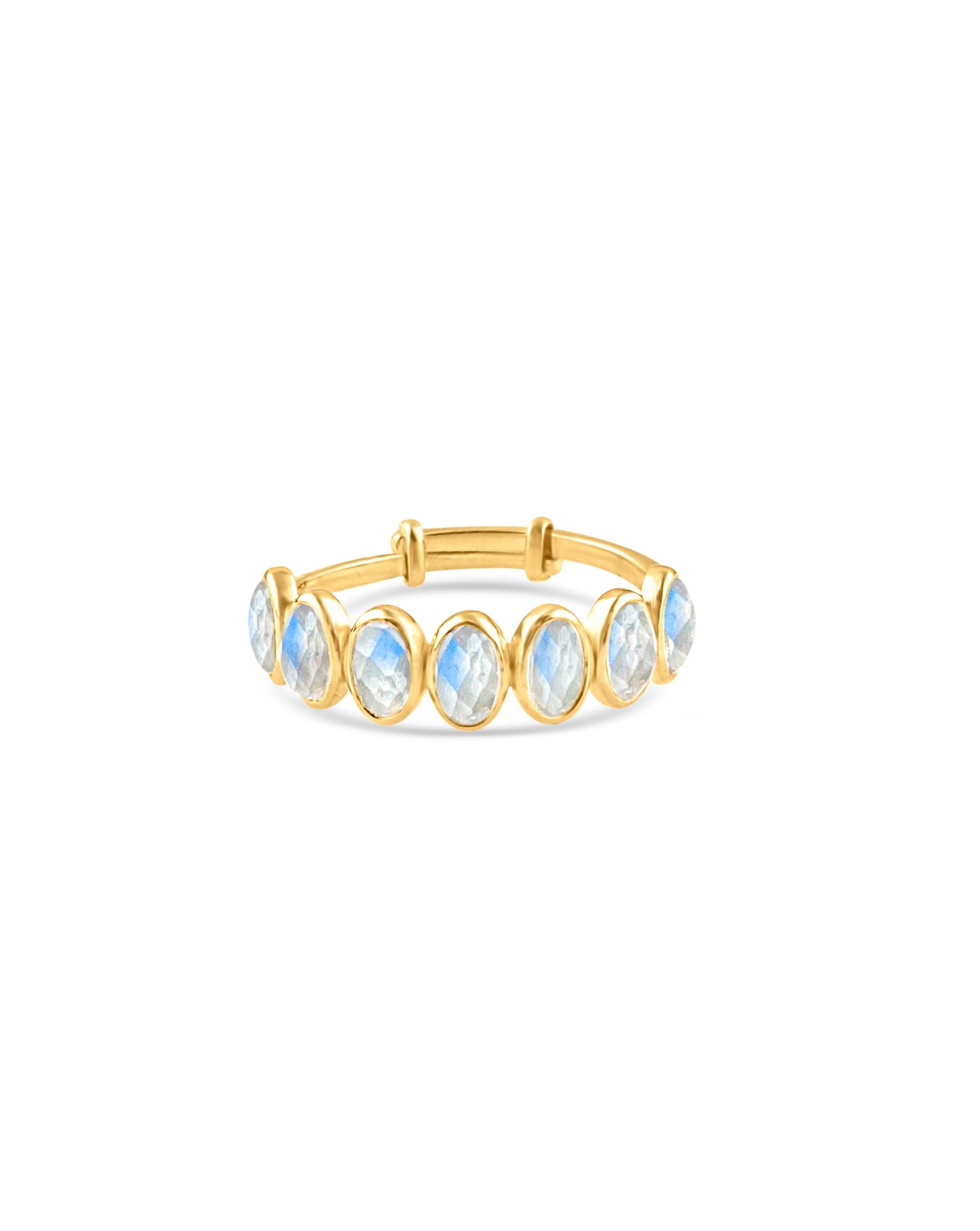Rainbow Moonstone Oval Ring In 18K Yellow Gold - AiJi World