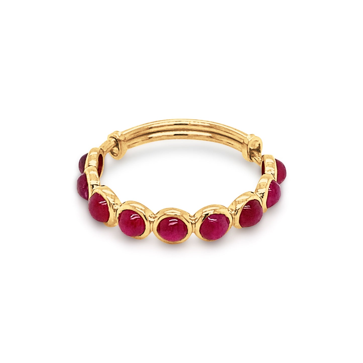 Gemstone Round Ring In 18K Yellow Gold - AiJi World