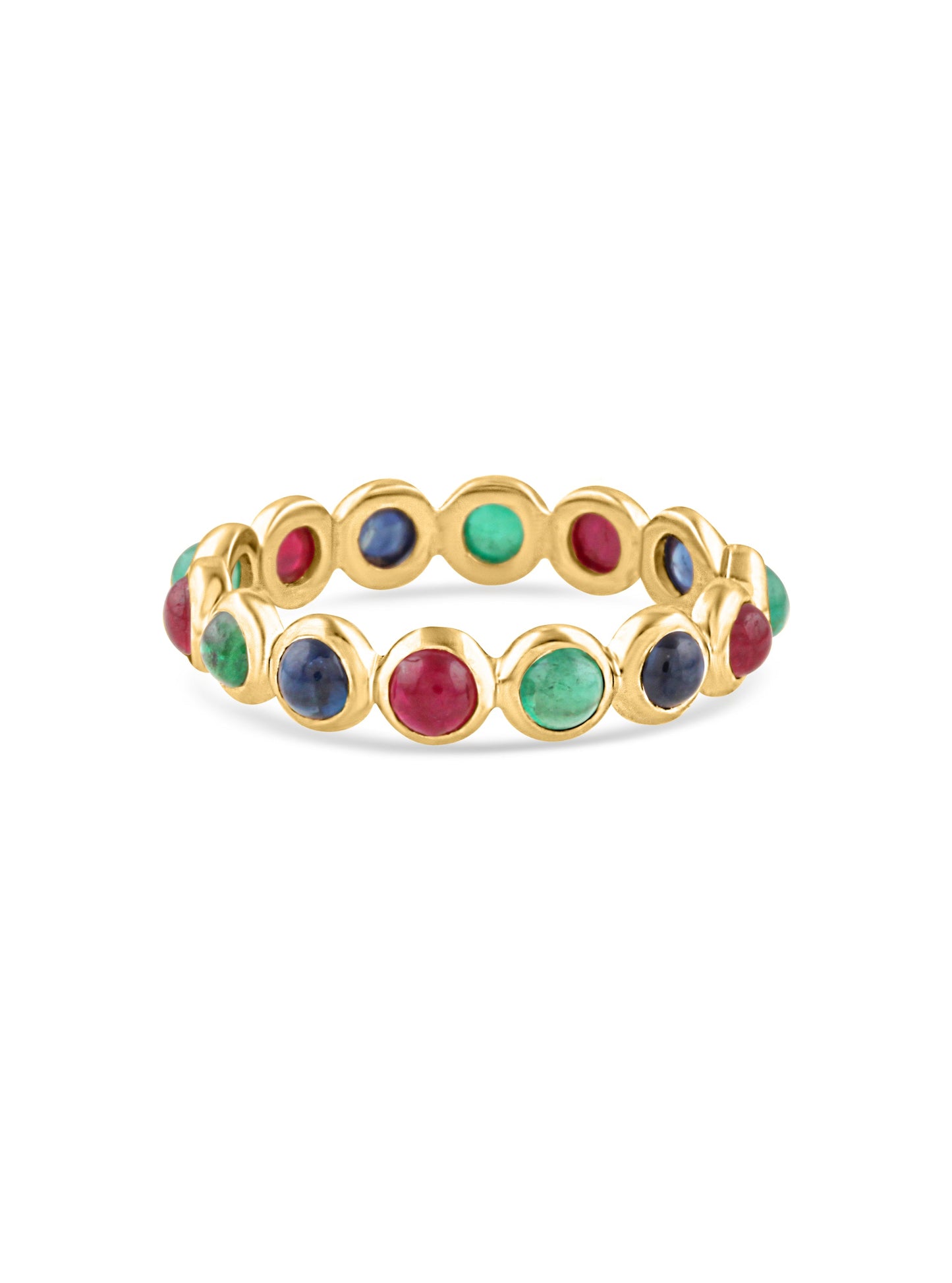 Gemstone Round Ring In 18K Yellow Gold - AiJi World