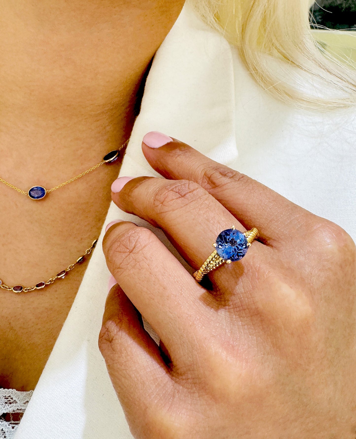 Tanzanite Round Ring In 18K Yellow Gold - AiJi World
