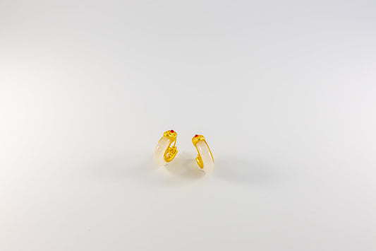 White and Gold Gemstone Hoops Earrings