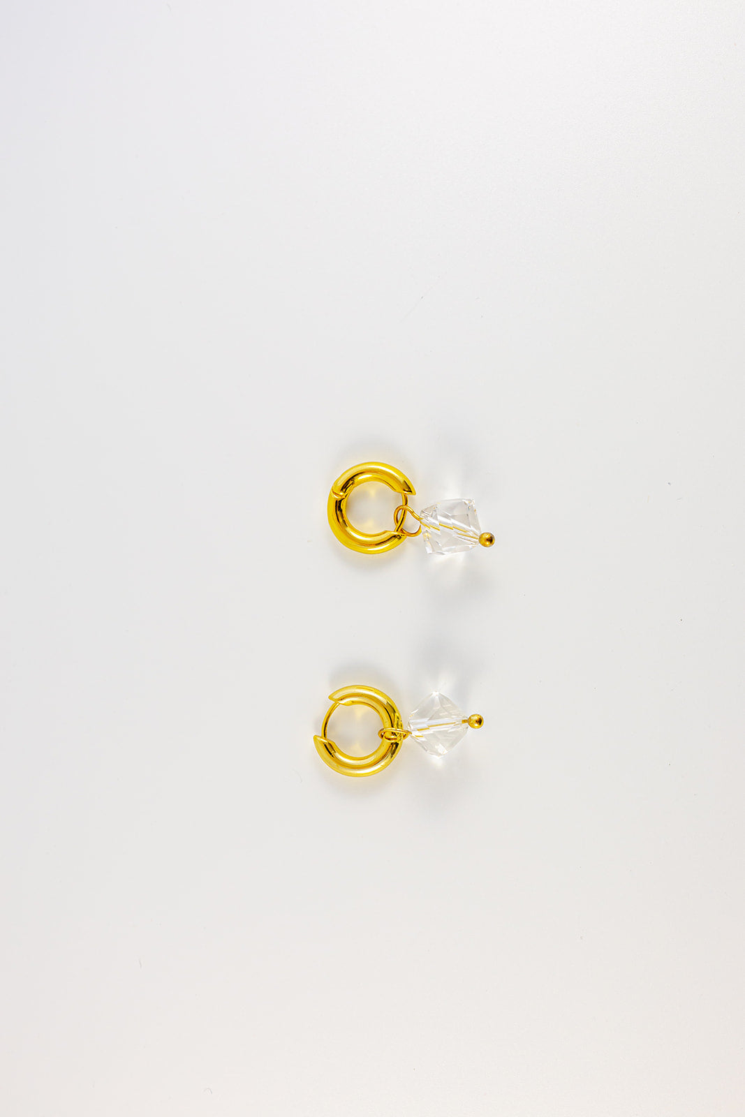 Gold Hoop Earrings with Pear-Shaped Gemstone