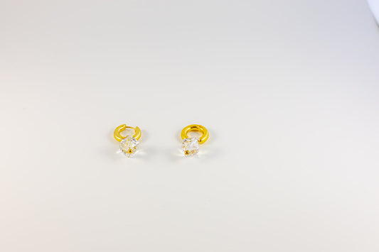 Gold Hoop Earrings with Pear-Shaped Gemstone