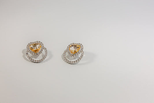 Yellow Heart-Shaped Citrine Earrings