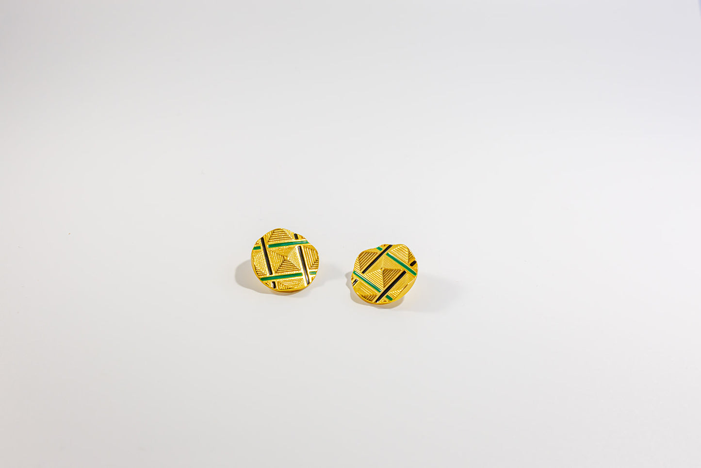 Gold Plated Geometric Circular Earrings