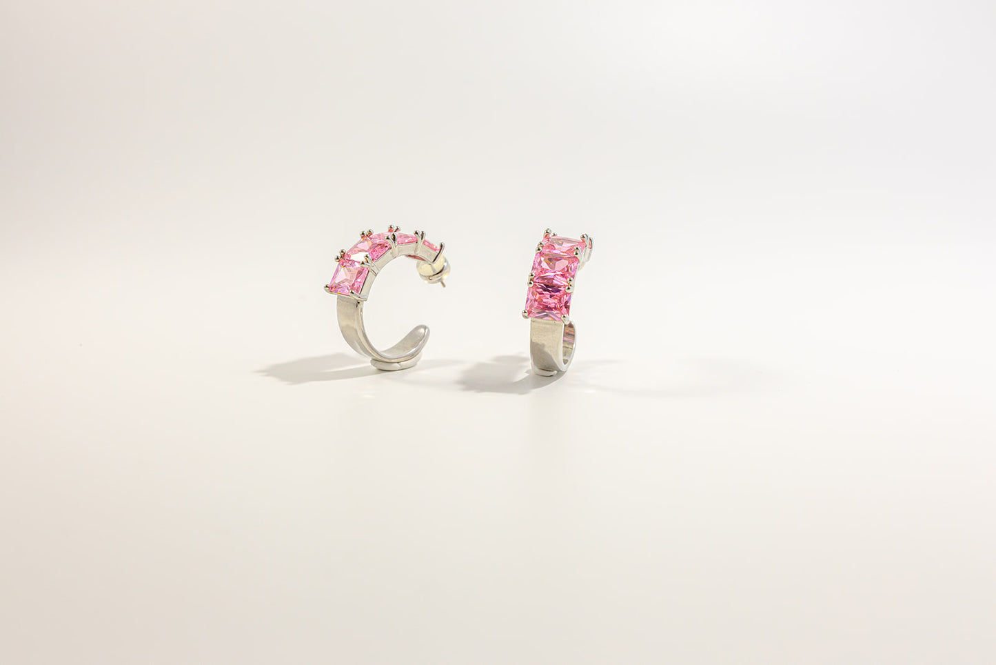 Pink Gemstone Hoop Earrings