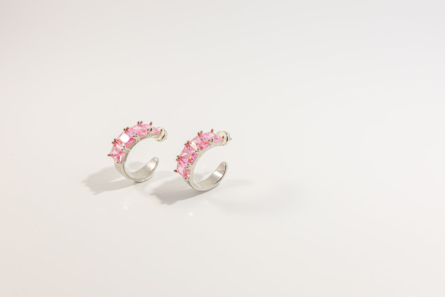 Pink Gemstone Hoop Earrings