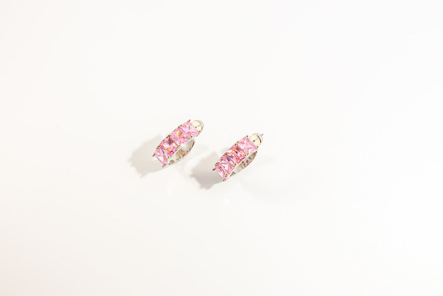 Pink Gemstone Hoop Earrings
