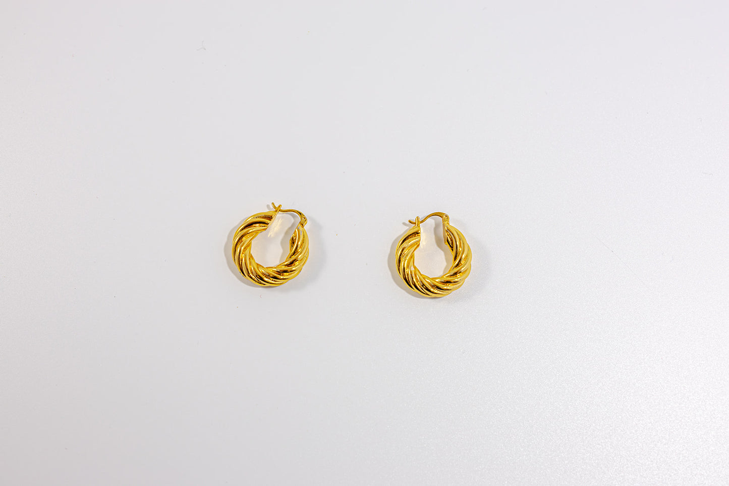 Yellow Gold Twisted Round Hoop Earrings