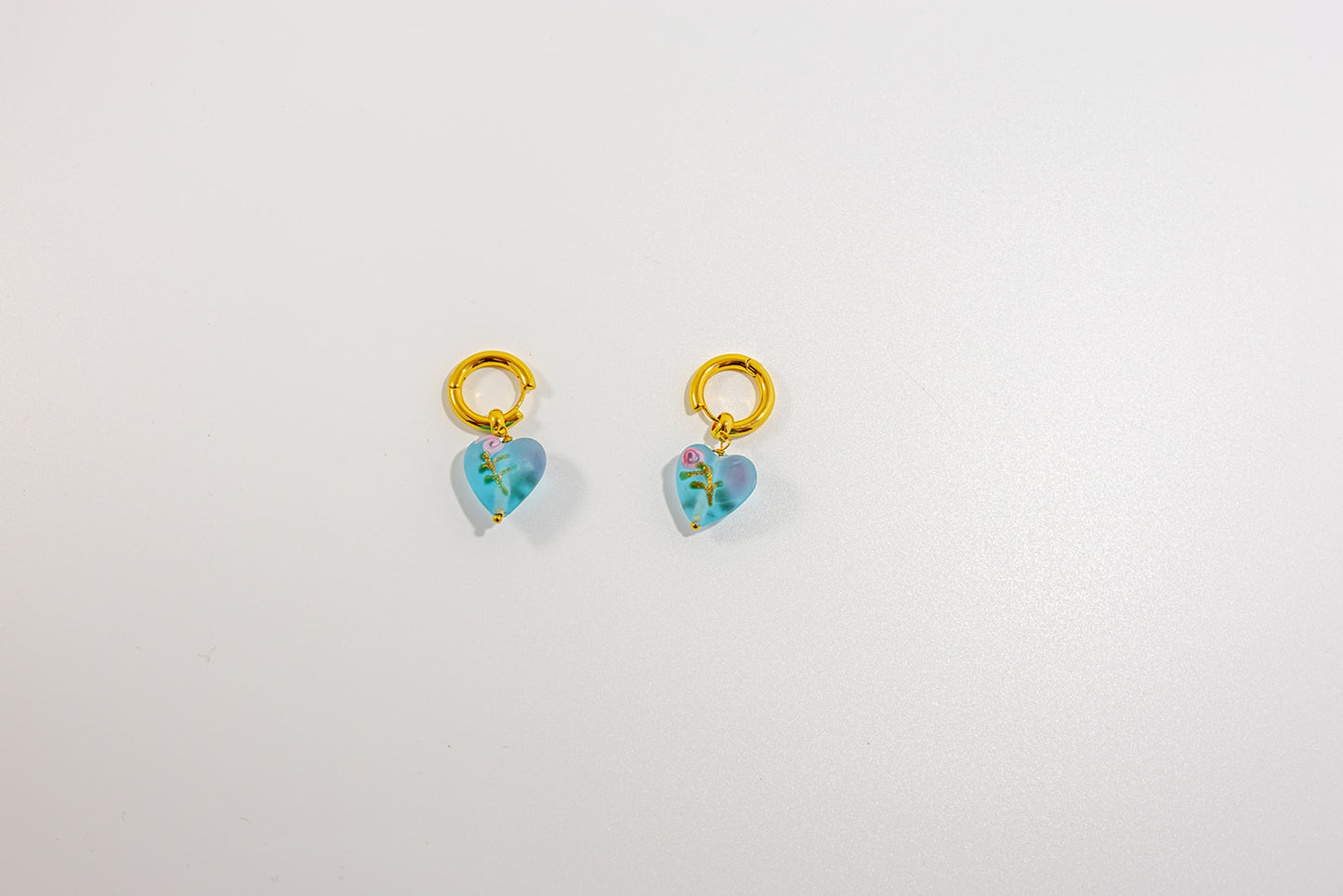 Heart Glass Hoop Earrings