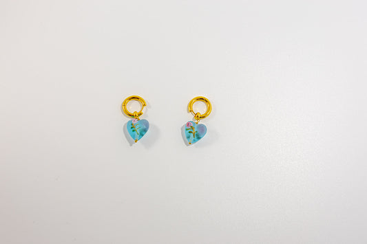 Heart Glass Hoop Earrings