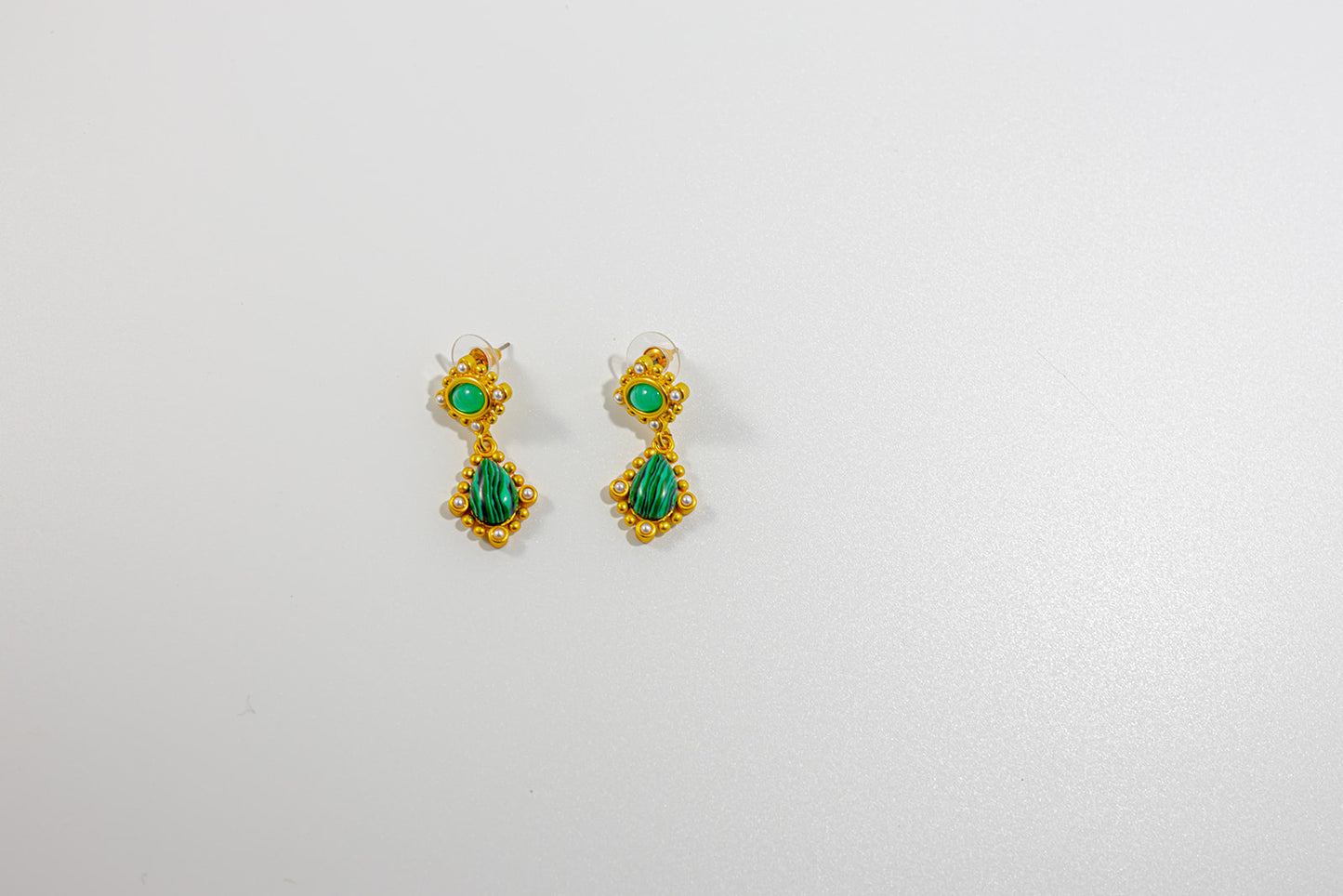 Gold and Green Gemstone Earring