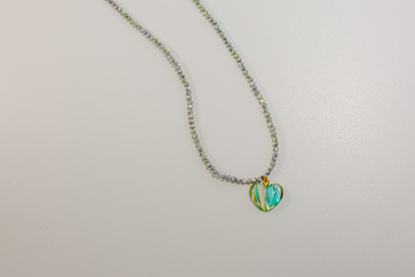 Beaded Necklace with Heart Gemstone Pendant