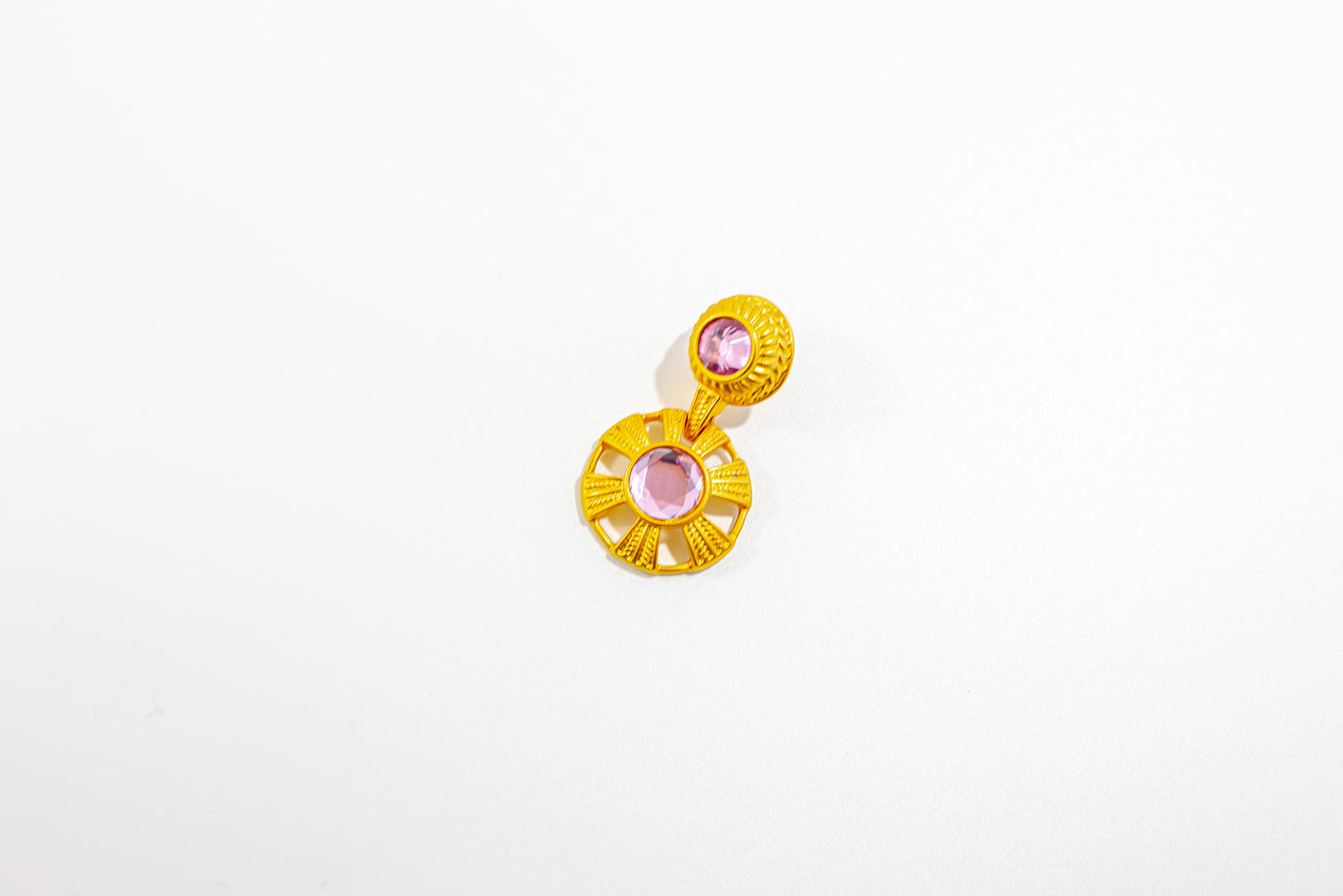 Golden Stud Earring with Purple Gemstone