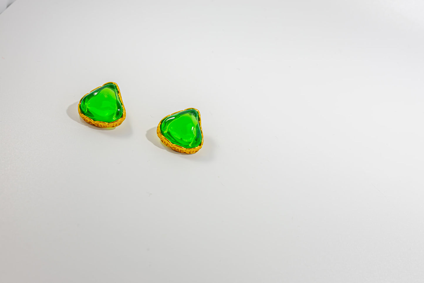 Green Triangle Earring