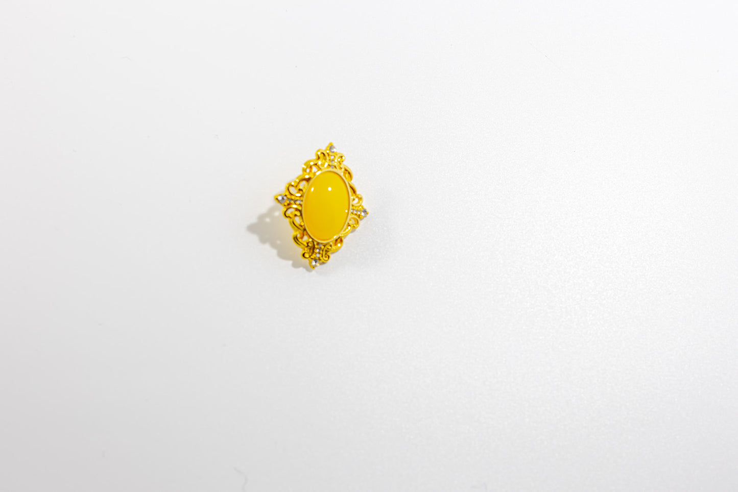 Diamond Shape Stud Earring with Oval Yellow Gemstone