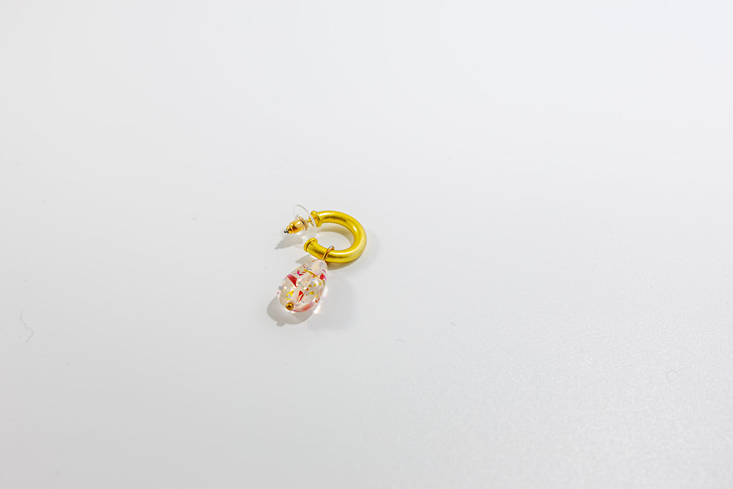 Gold Hoop Earrings with Floral Resin Drops