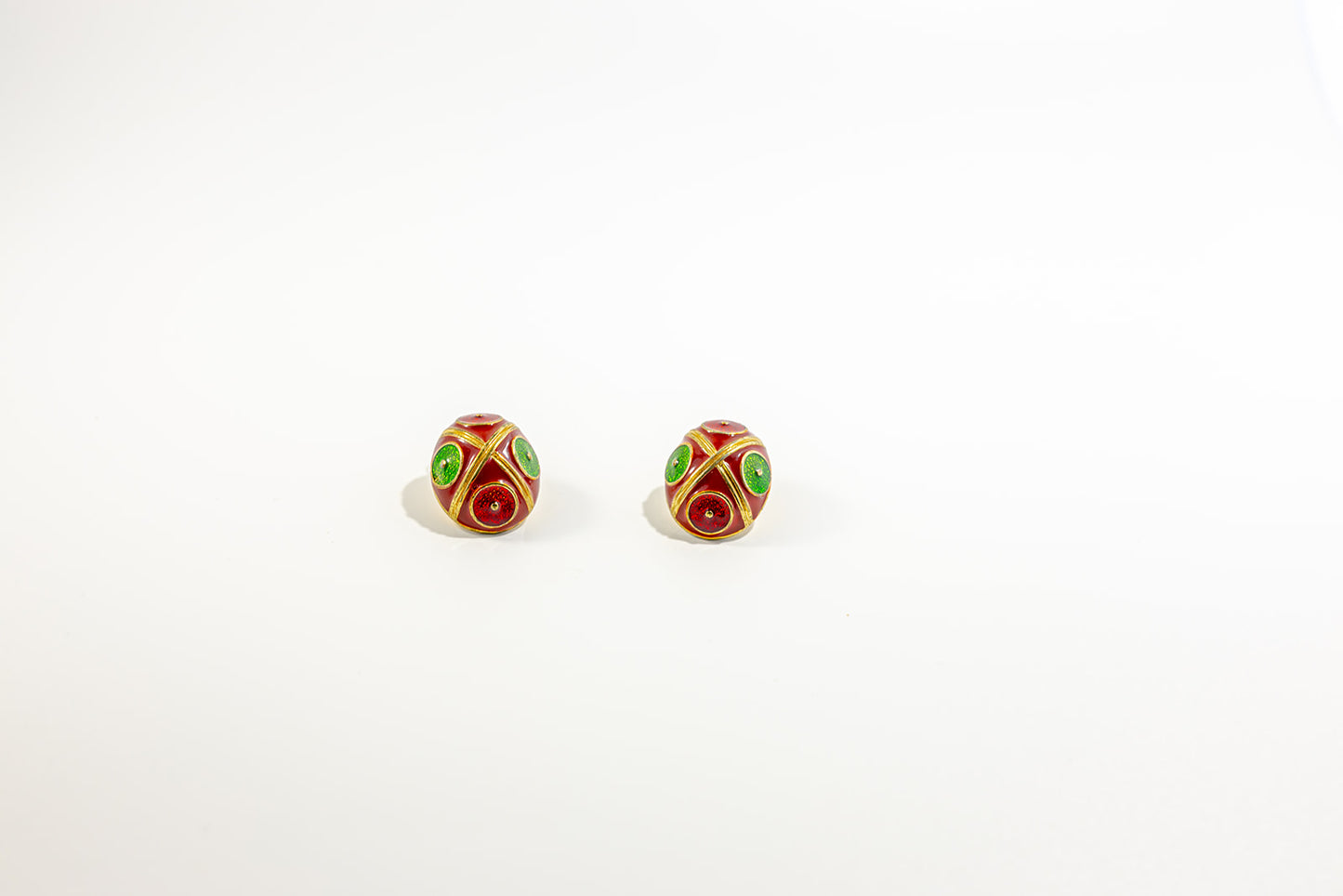 Egg-Shaped Red Earrings