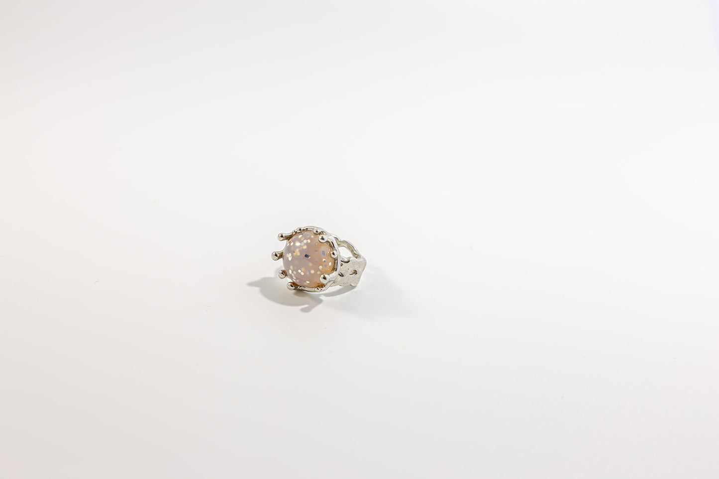 Silver Ring with Peach Moonstone