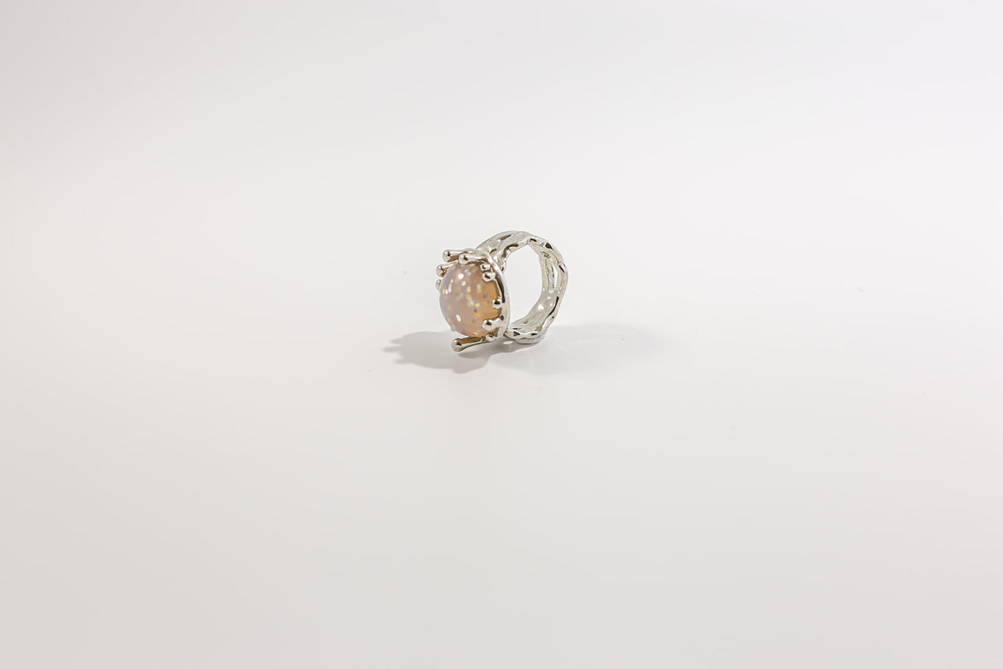 Silver Ring with Peach Moonstone