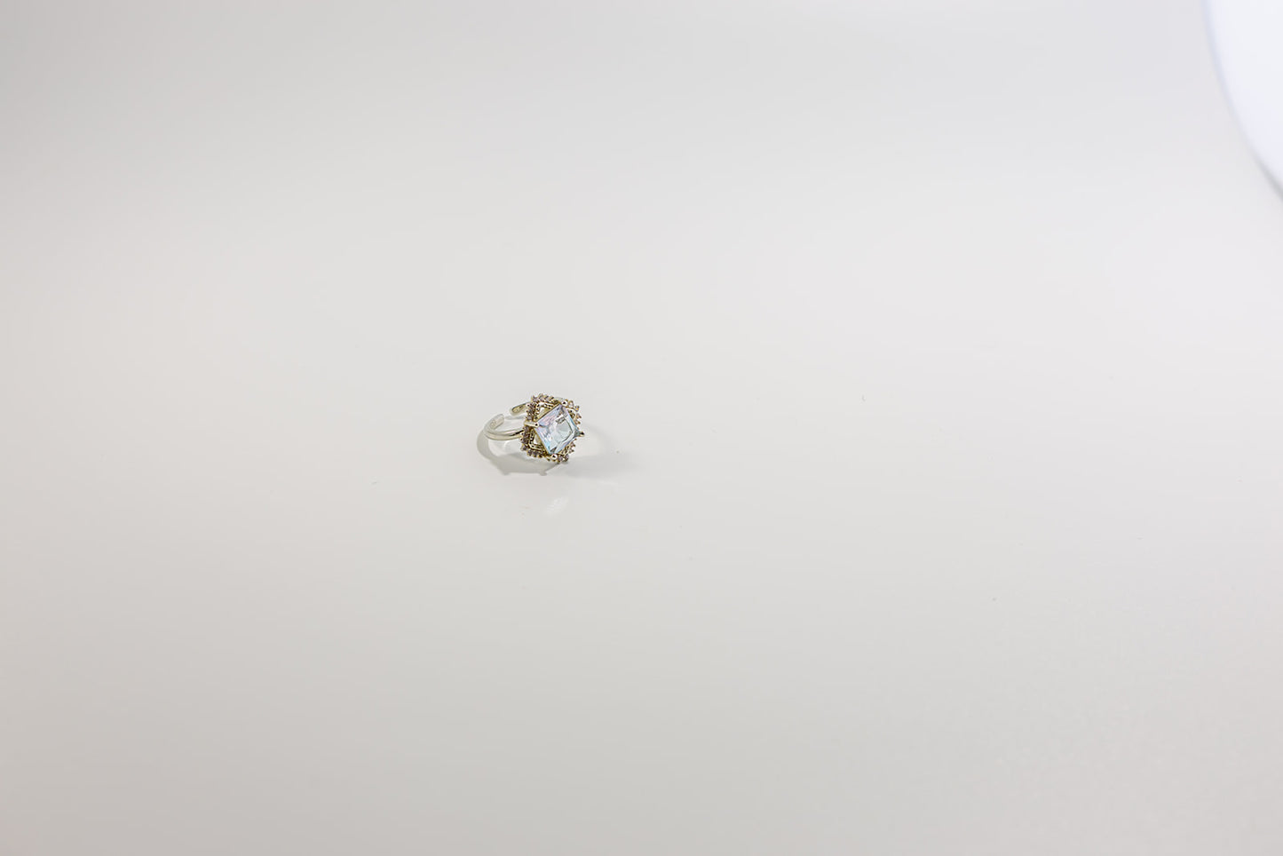 Open Silver Ring with Rectangular Gemstone