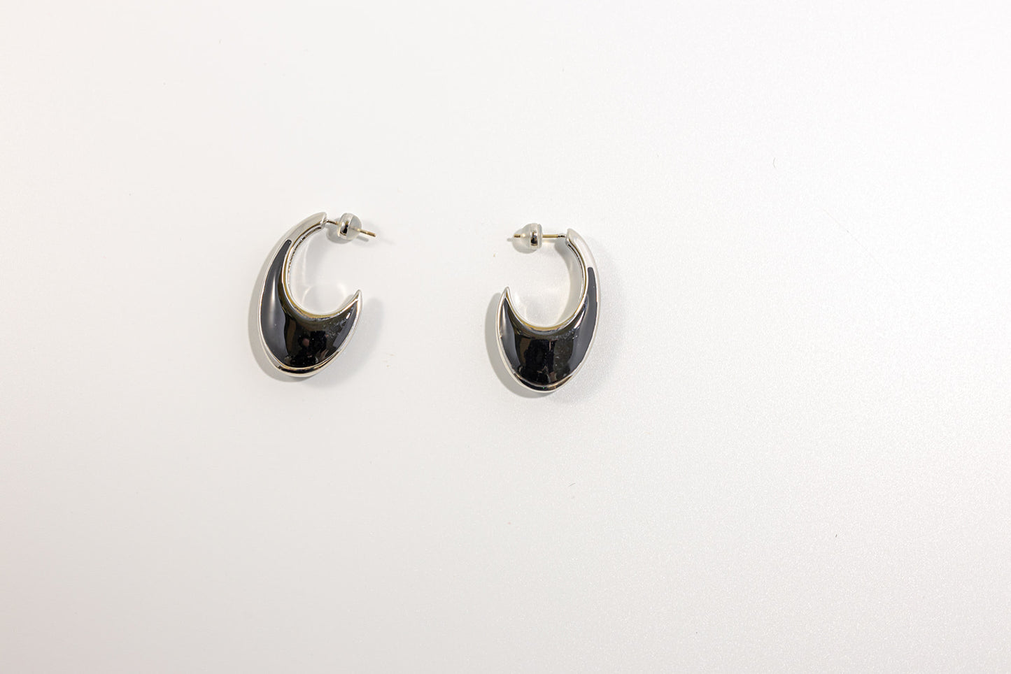 Silver Crescent-Shaped Earring