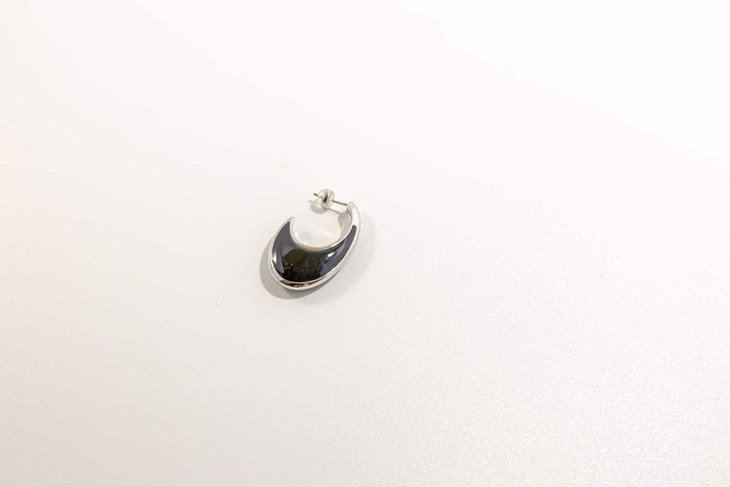 Silver Crescent-Shaped Earring