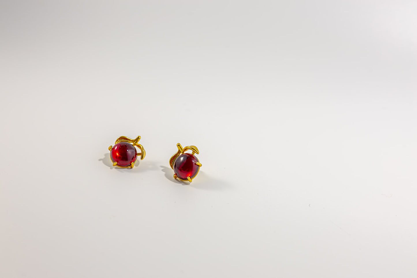 Round Red Earring with Gold