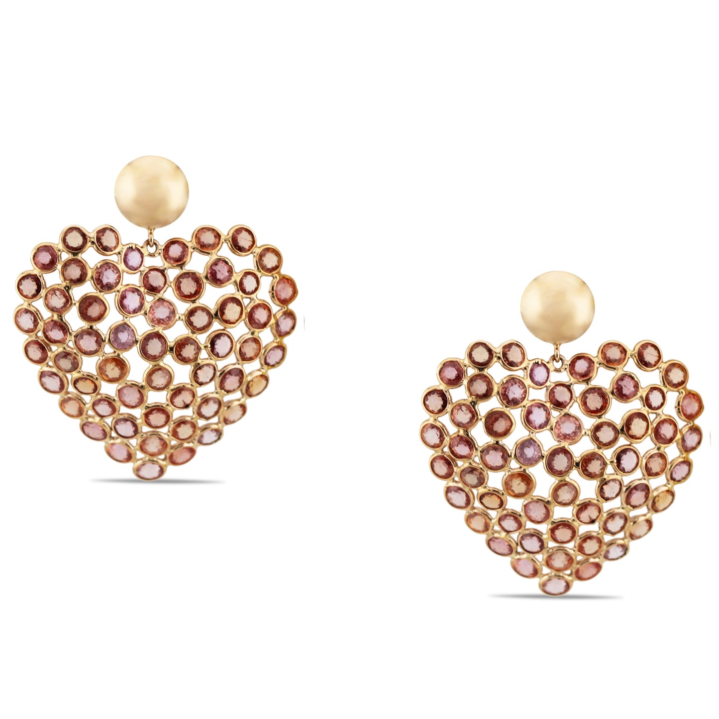 Multicolor Sapphire Round Earring In 18K Yellow Gold - AiJi World 