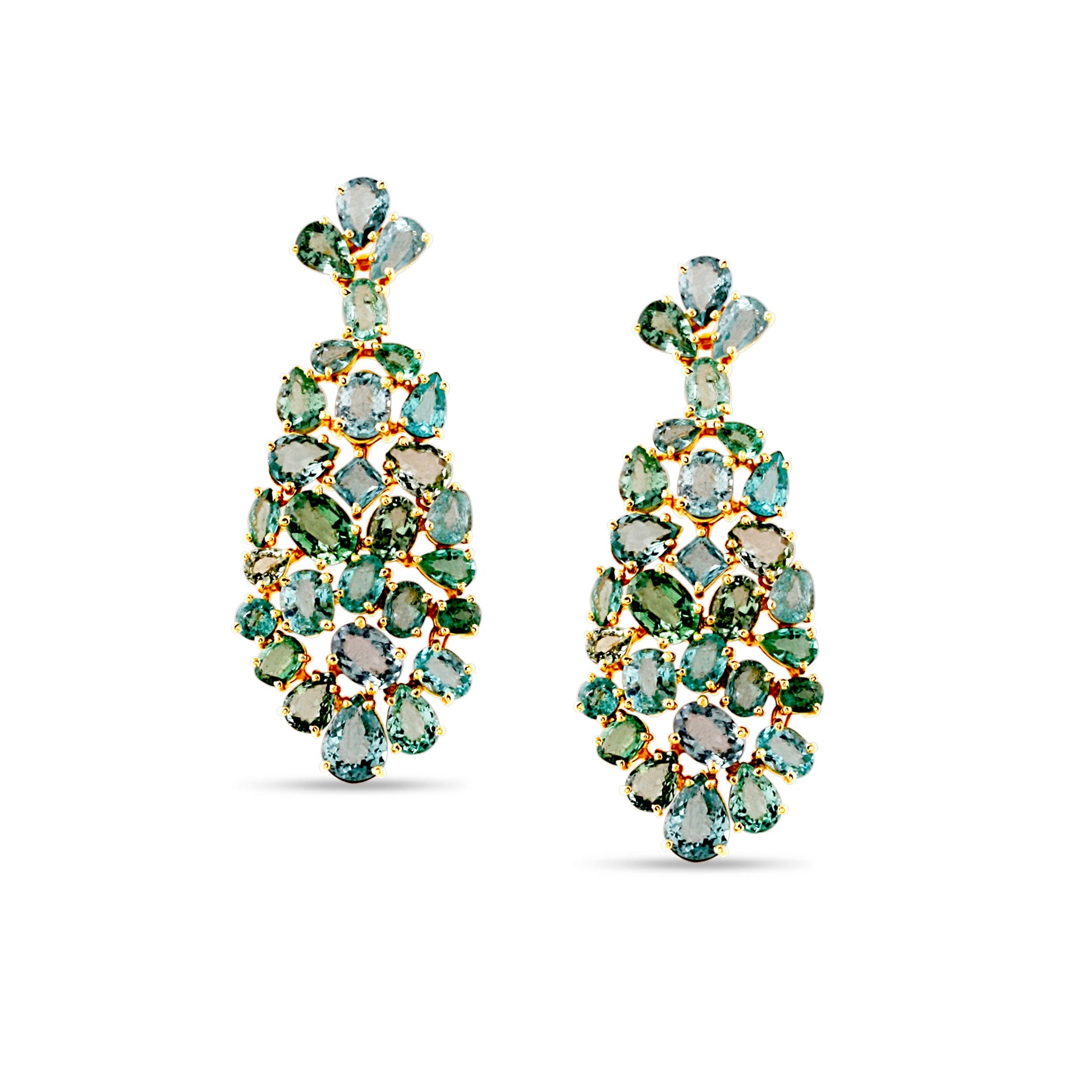 Paraiba Tourmaline Earrings In 18K Yellow Gold - AiJi World 