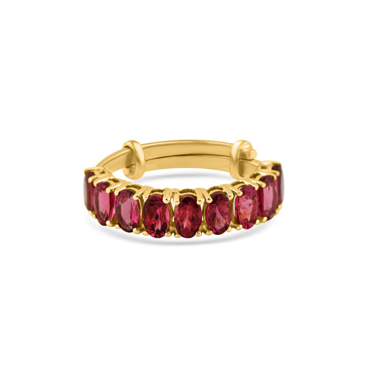 Pink Tourmaline Ring In 18K Yellow Gold - AiJi World 