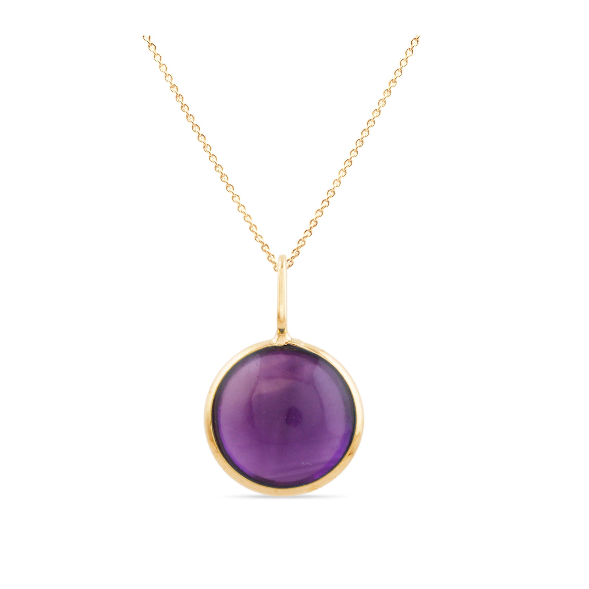 Gemstone Round Pendant In 18K Yellow Gold - AiJi World 