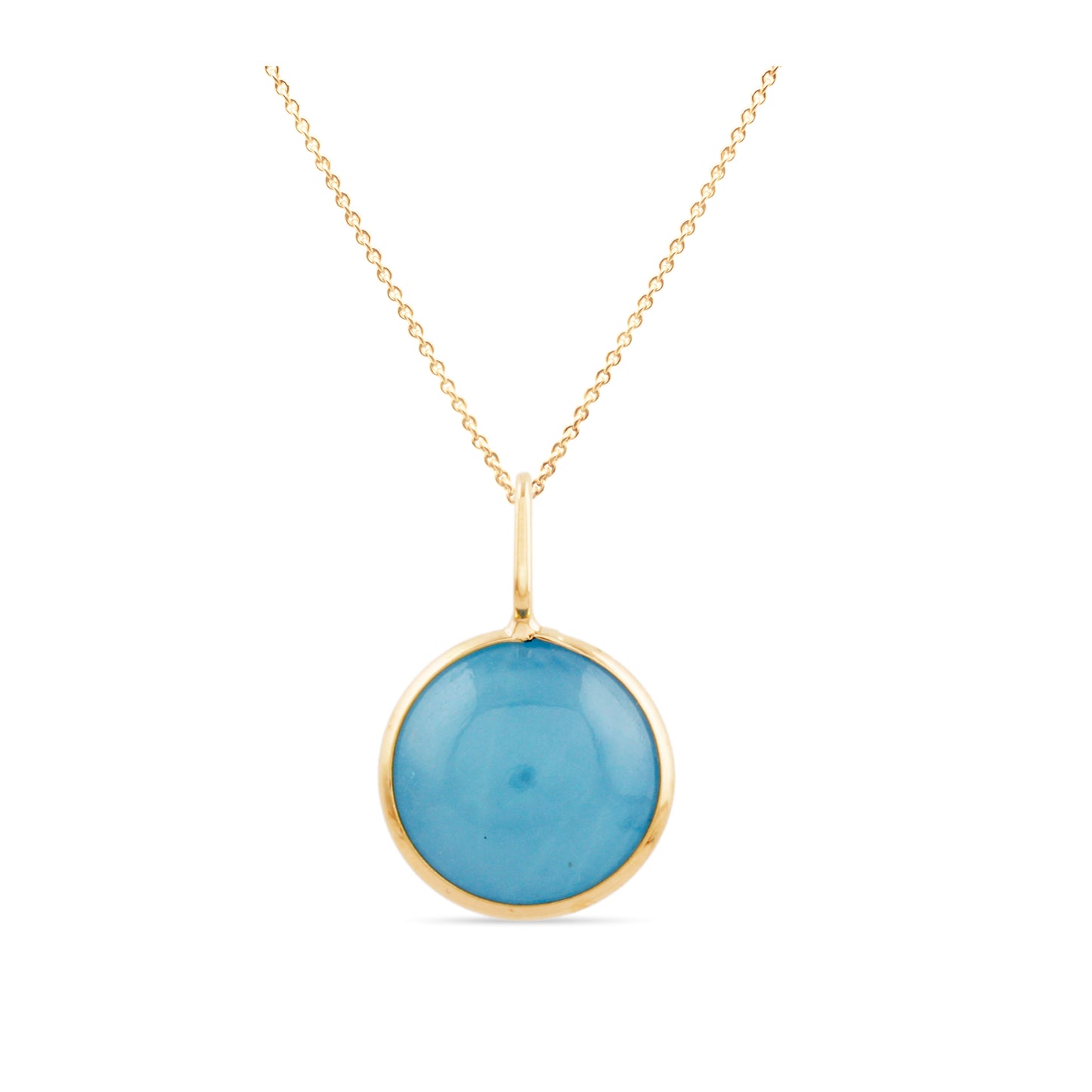 Gemstone Round Pendant In 18K Yellow Gold - AiJi World 