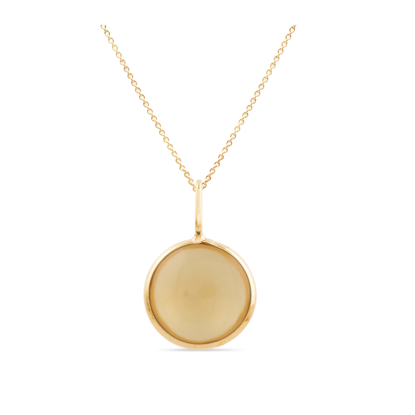 Gemstone Round Pendant In 18K Yellow Gold - AiJi World 