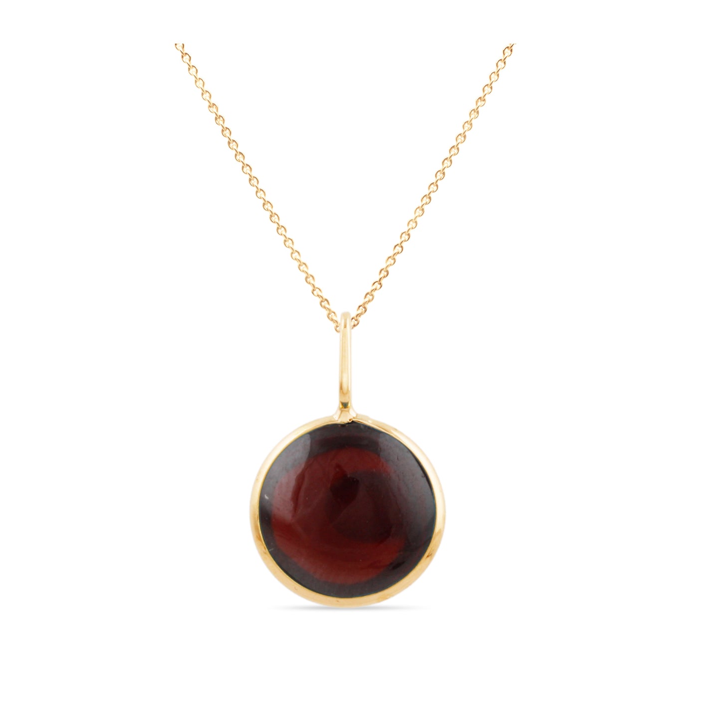 Gemstone Round Pendant In 18K Yellow Gold - AiJi World 