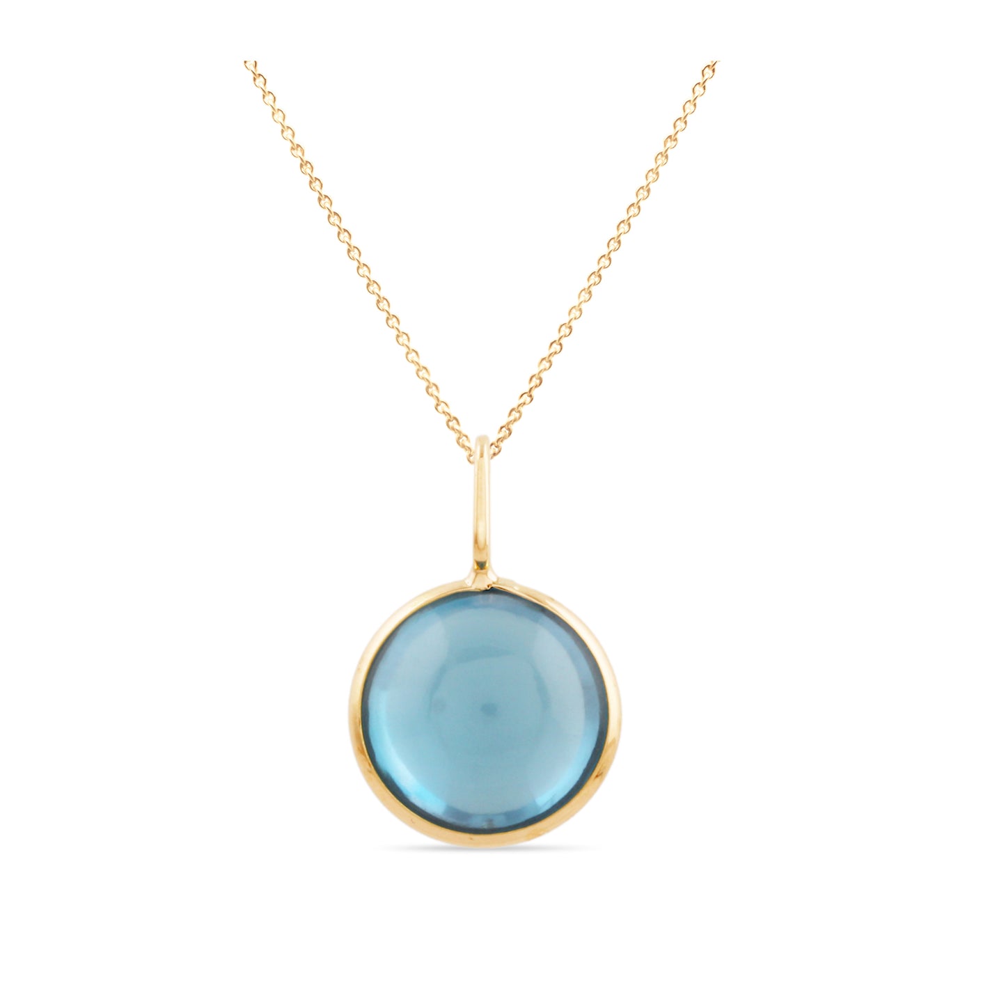 Gemstone Round Pendant In 18K Yellow Gold - AiJi World 