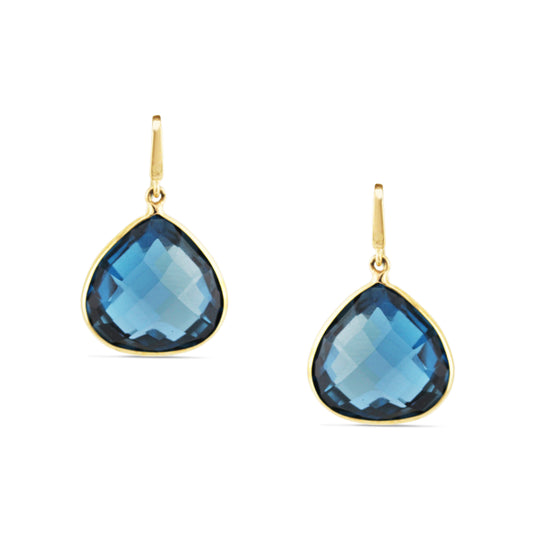 Blue Topaz Tabiz Earring In 18K Yellow Gold - AiJi World 