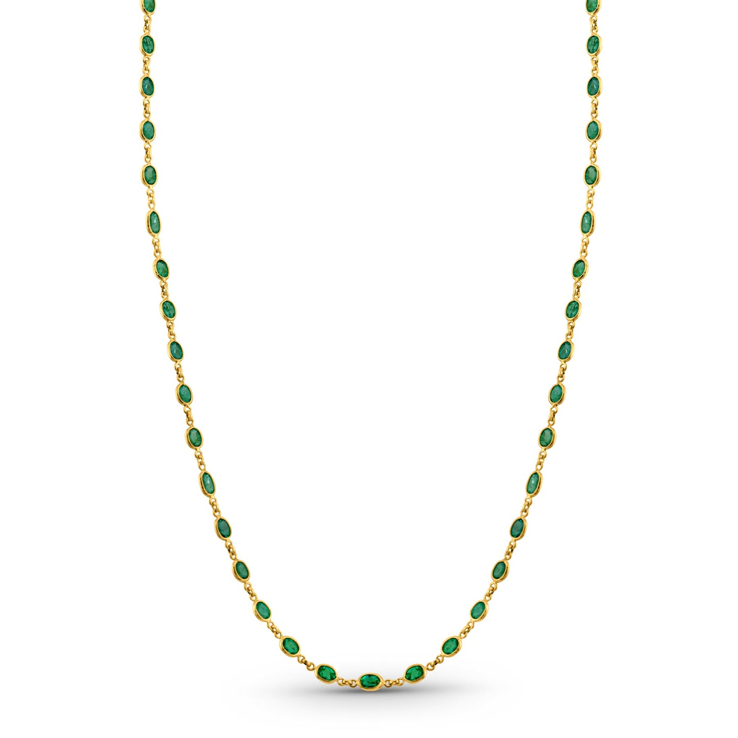 Emerald Oval Necklace In 18K Yellow Gold - AiJi World 