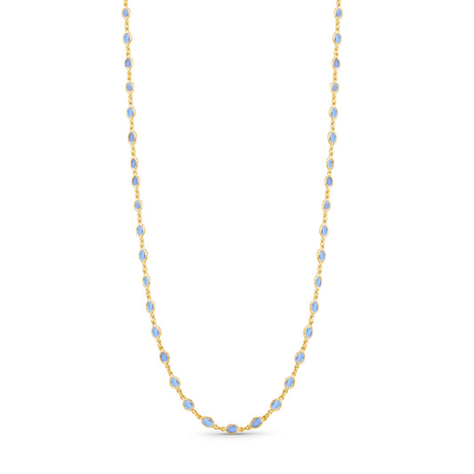 Rainbow Moonstone Oval Necklace In 18K Yellow Gold - AiJi World 