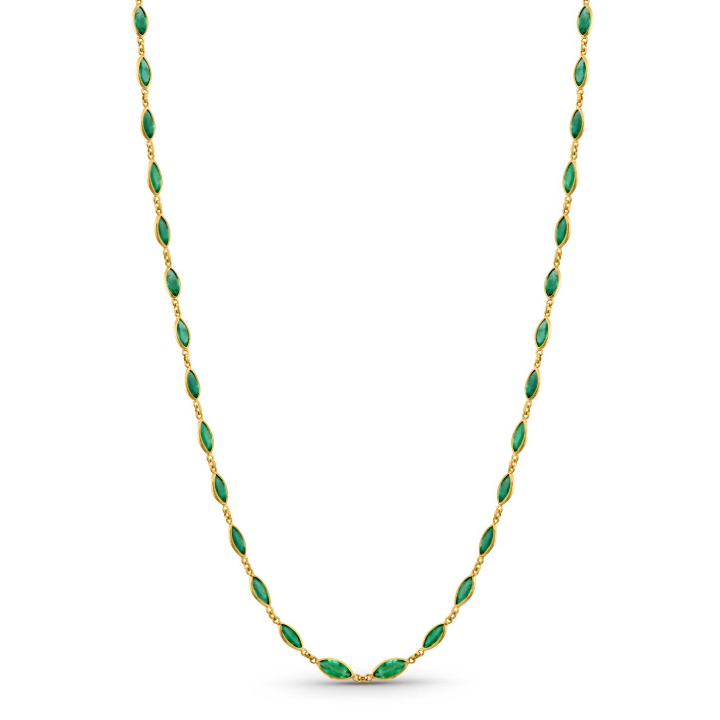 Emerald Marquise Necklace In 18K Yellow Gold - AiJi World 